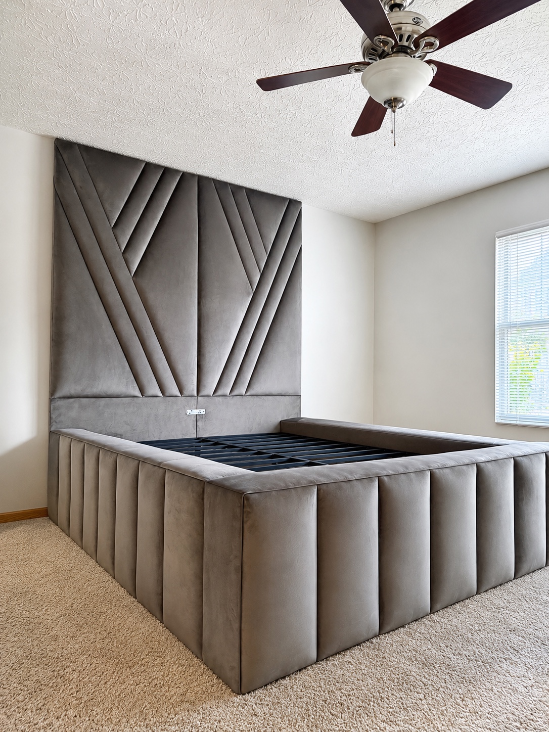 Silver V-Line Bed custom upholstered bed