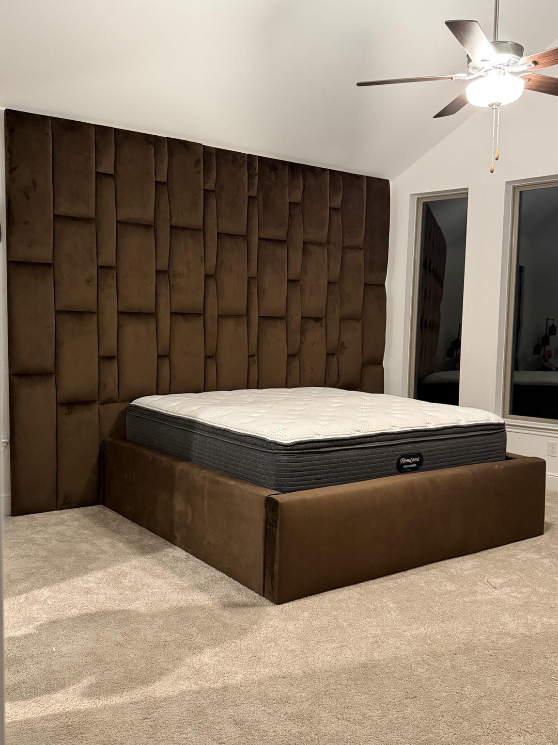 Chocolate Mosaic Wall Bed custom upholstered bed